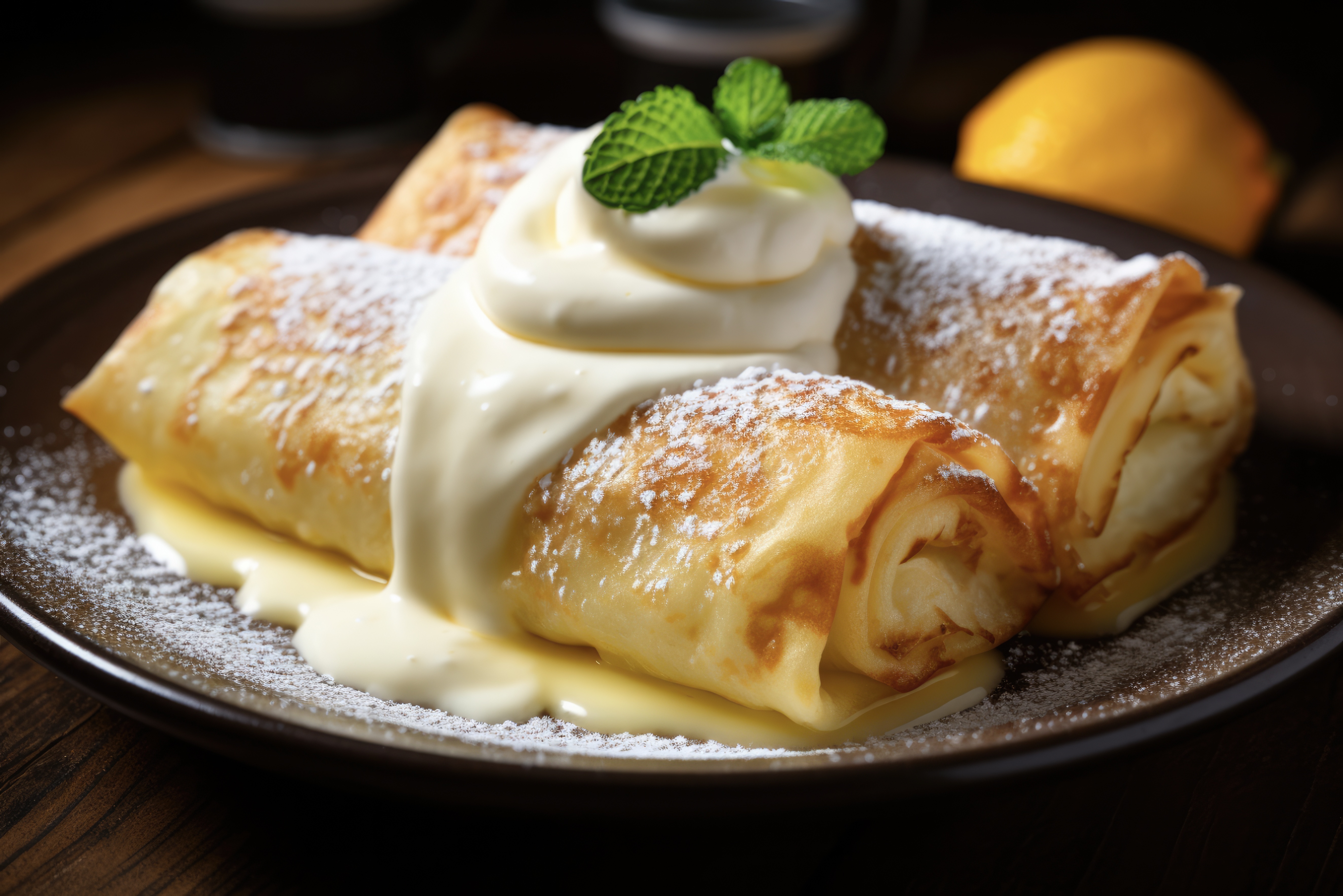 Gourmet Fresh Cheese Blintz with dripping cheese